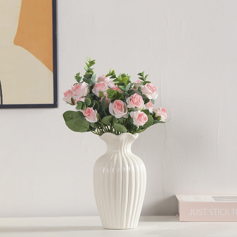 Elegant Ribbed Ceramic Flower Vase Kalsten 1790310309
