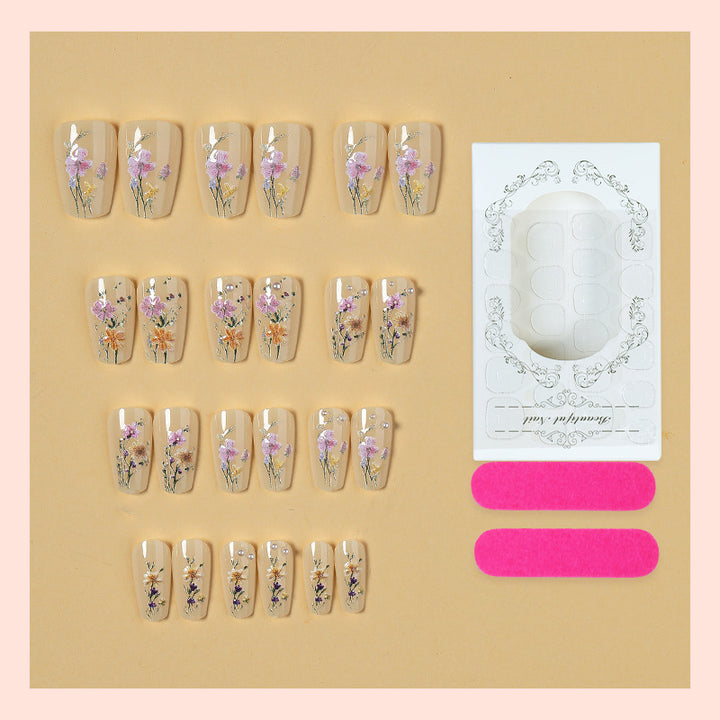 Artistic Floral Press-On Nails Set kalsten