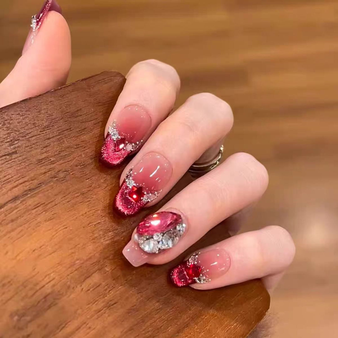 Artificial nails with elegant ombre effect and glitter coating Kalsten