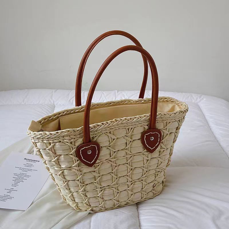 Braided shopping bag with sturdy faux leather handles Kalsten