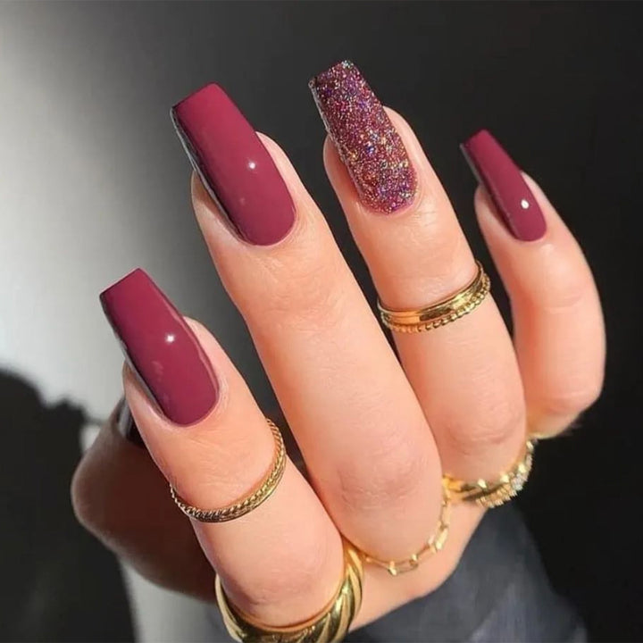 Decorative Press-On Nail Set with Glittered and Classic Designs kalsten