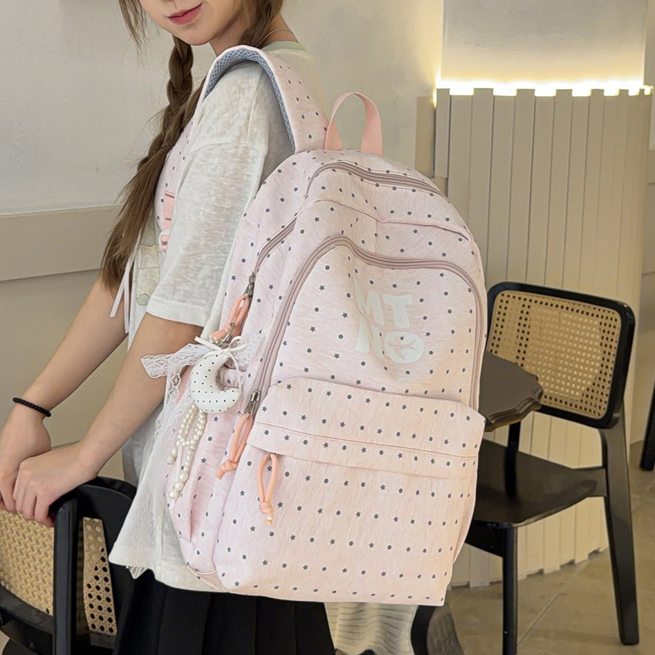 Stylish Polka Dot Printed Backpack Kalsten