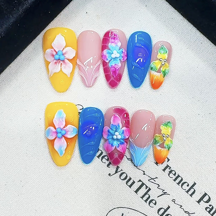 Artistic Floral Press-On Nail Art Set Kalsten