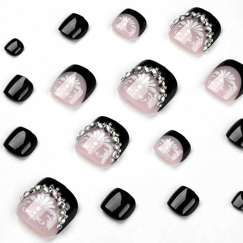Decorative Press-On Toenails with Elegant Gemstone Accents Kalsten