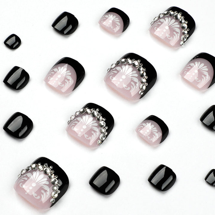 Decorative Press-On Toenails with Elegant Gemstone Accents Kalsten