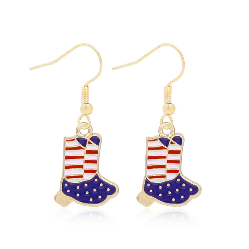 Women's star-shaped enamel earrings with USA flag motif and gold-plated fish Kalsten