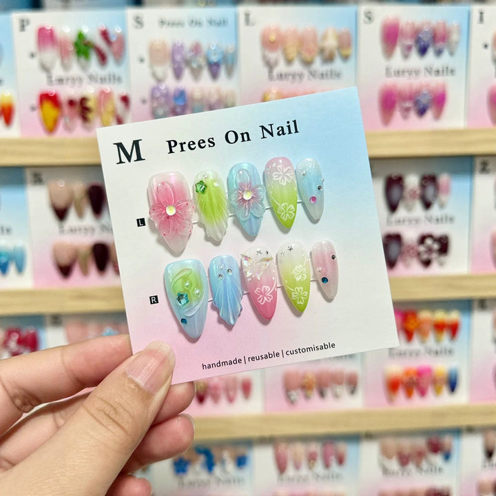 Artistic Handcrafted Press-On Nail Art Set