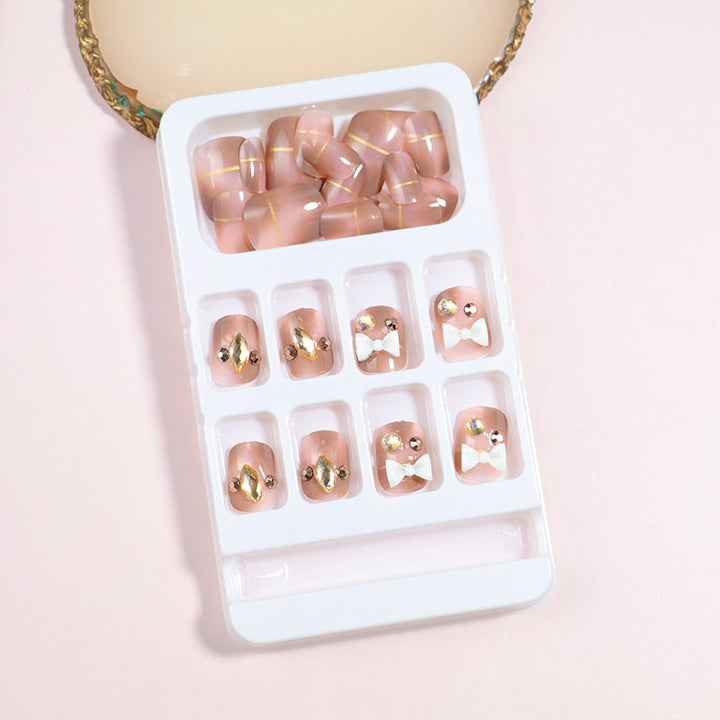 Decorative Press-On Nail Art Set with Bow Accents Kalsten