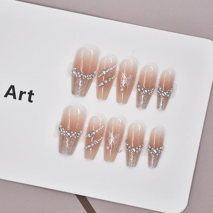 Elegant Crystal-Embellished Press-On Nail Art Kalsten