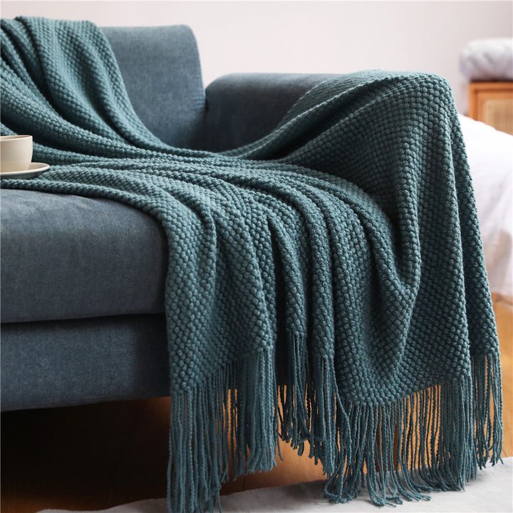Textured Fringe Throw Blanket Kalsten
