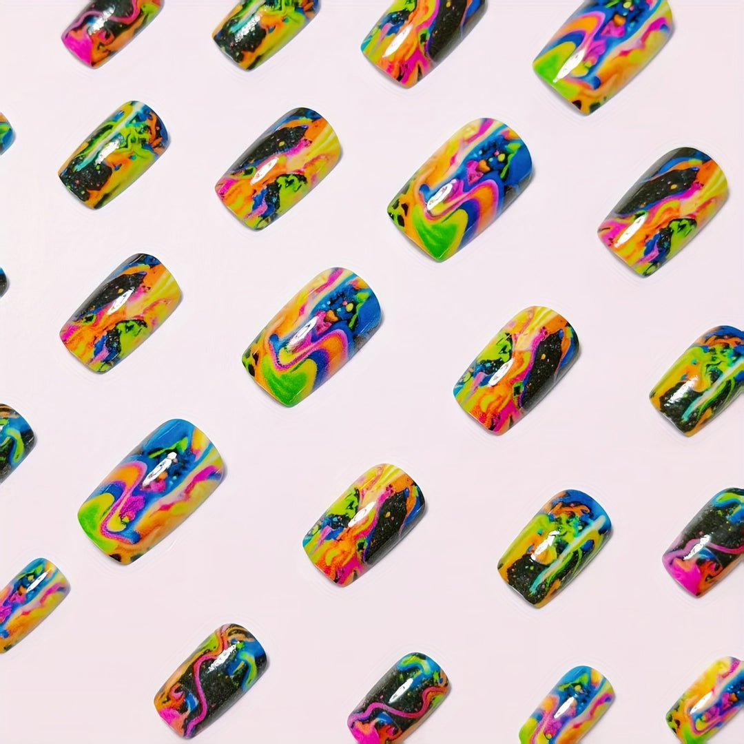 Artificial Nails In Dramatic Color Rush Kalsten