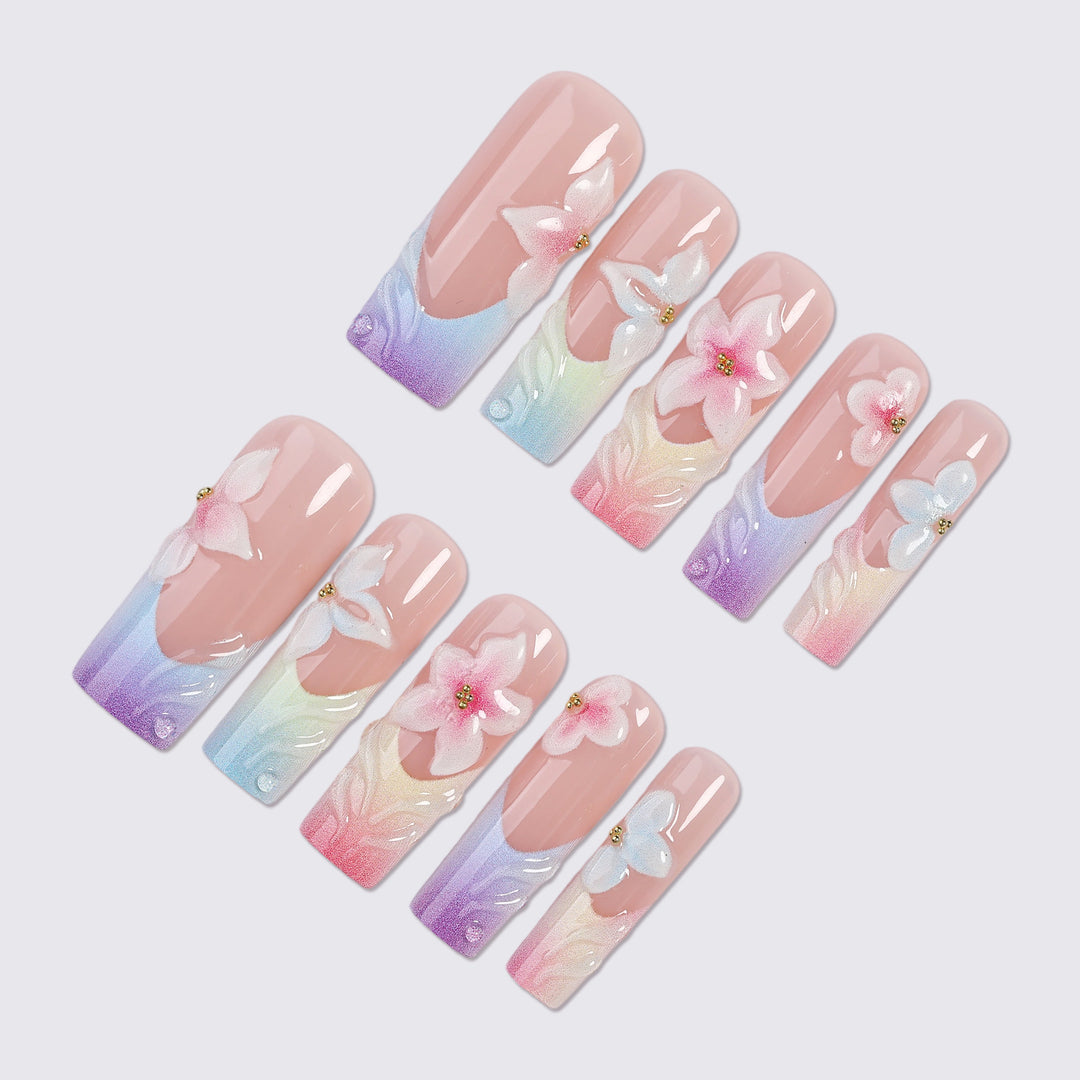 Elegant Floral Ombre Press-On Nail Set Kalsten