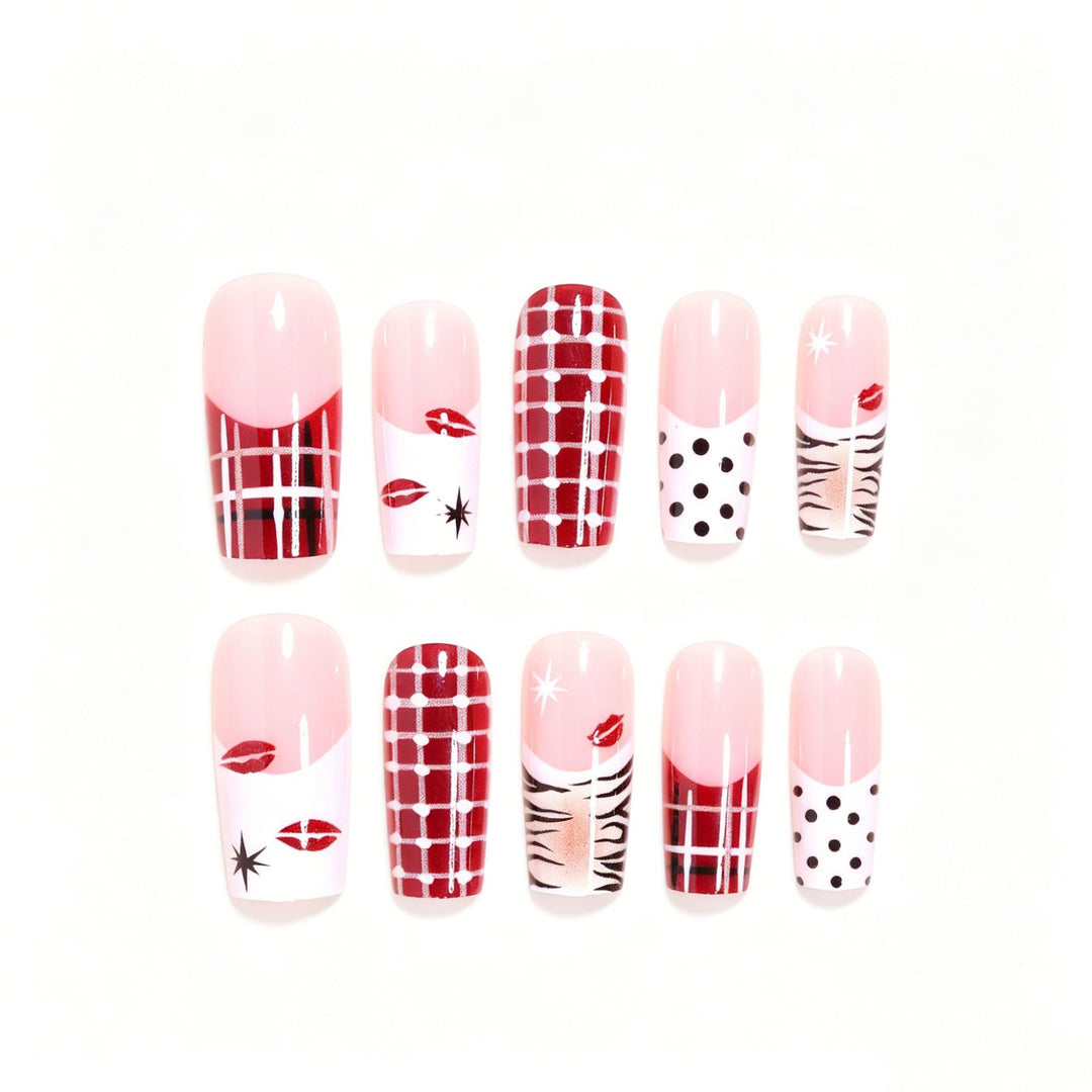 Artistic Press-On Nail Set with Unique Patterns Kalsten