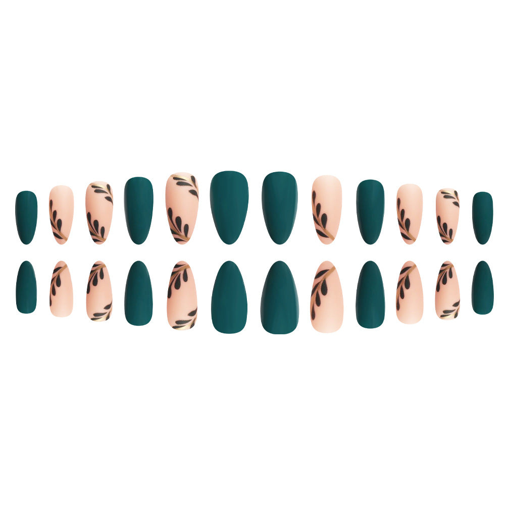 Artistic Press-On Nails with Leaf Design Kalsten
