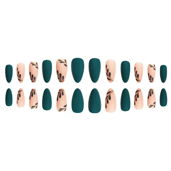 Artistic Press-On Nails with Leaf Design Kalsten