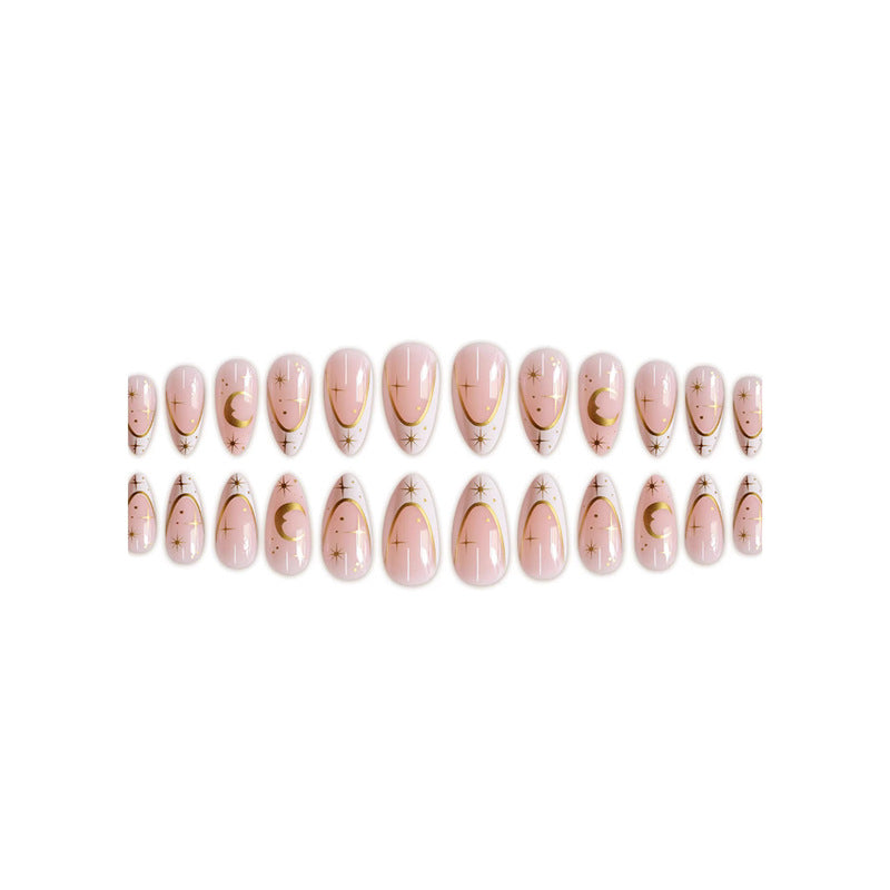 Artistic Stiletto Press-On Nail Design with Gold Accents Kalsten