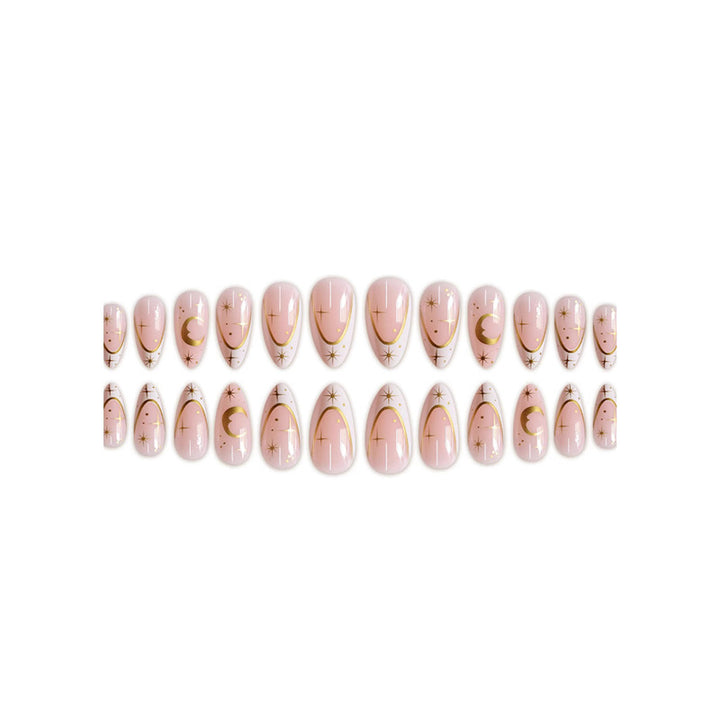 Artistic Stiletto Press-On Nail Design with Gold Accents Kalsten
