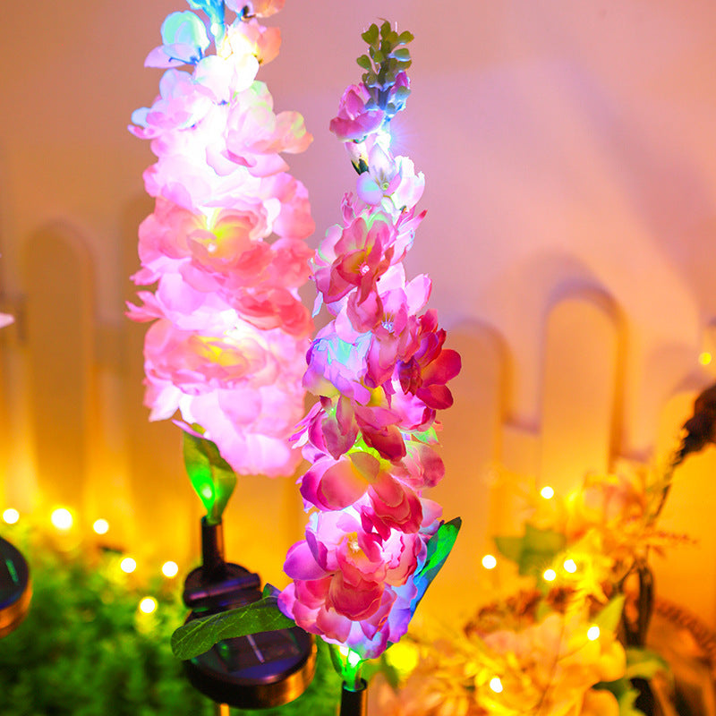Tall Artificial Delphinium Floral Stake With Adjustable Metal Ground Spike And Removable Clamp Kalsten
