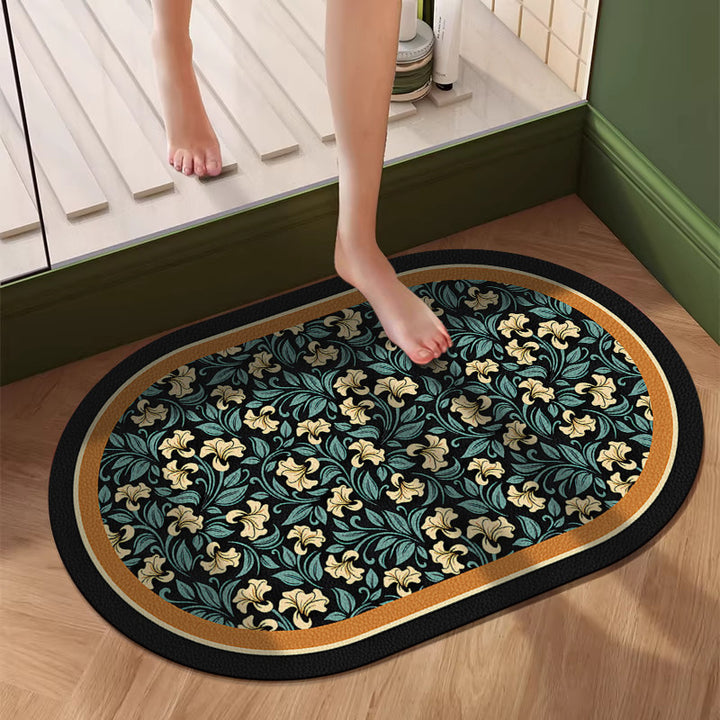 Floral Patterned Oval Area Mat