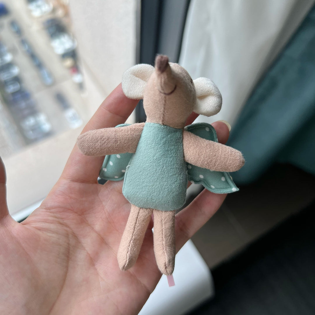 Handmade Linen Long-Limbed Bunny Doll with Embroidered Carrot Overalls