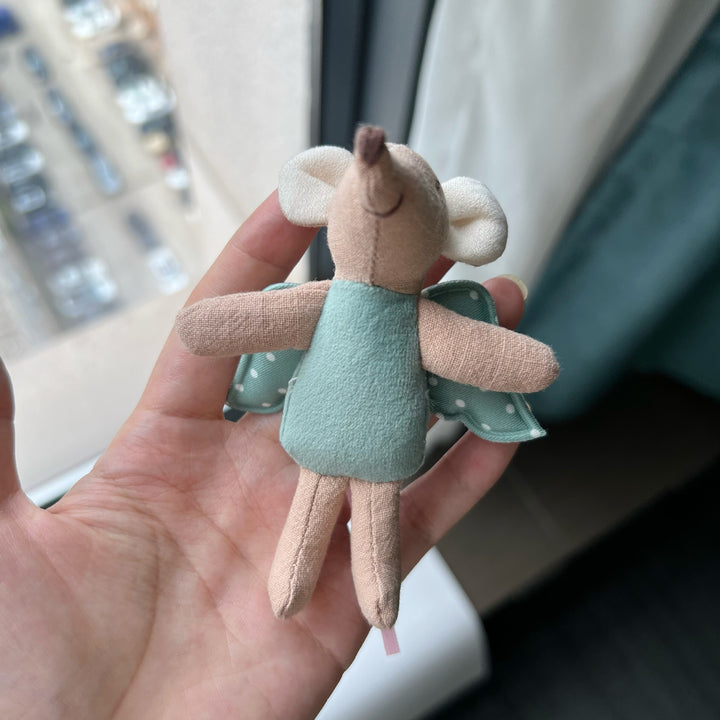 Handmade Linen Long-Limbed Bunny Doll with Embroidered Carrot Overalls