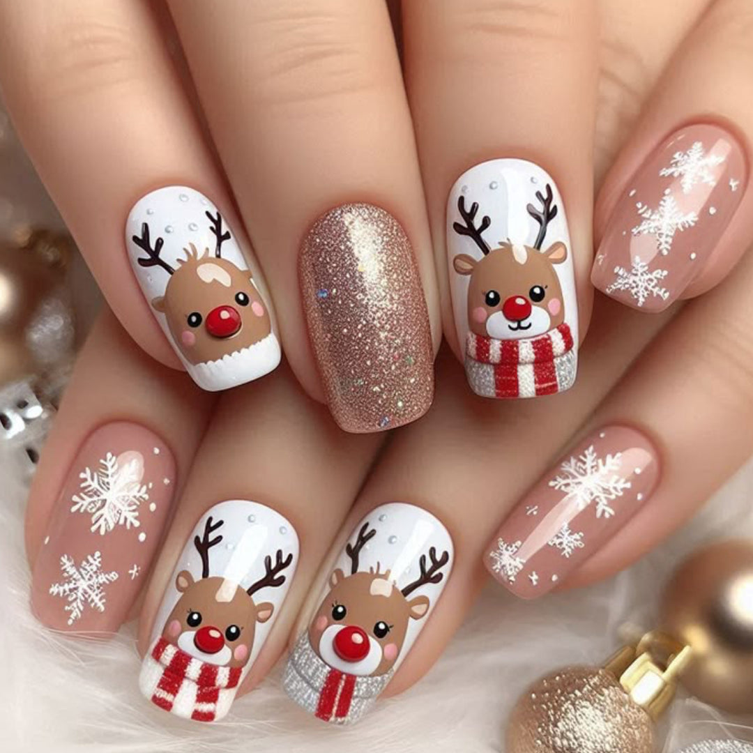 Festive 3D Reindeer Nail Art Extensions Kalsten