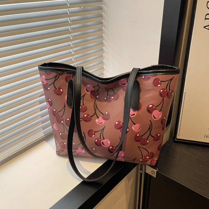 Playful Cherry Print Tote Bag