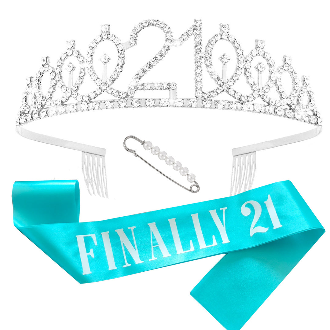 Women's birthday crown and sash set with glitter stones Kalsten