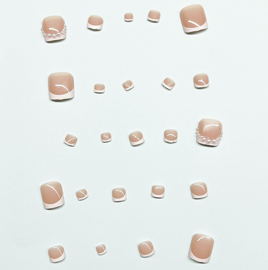 Artificial nail set for toenails with elegant tip decorations Kalsten