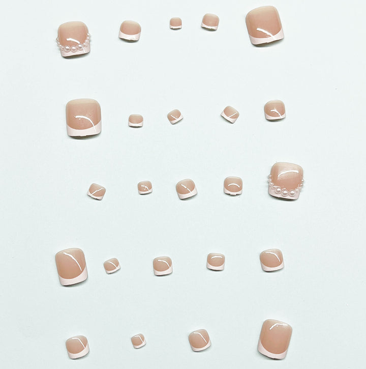 Artificial nail set for toenails with elegant tip decorations Kalsten