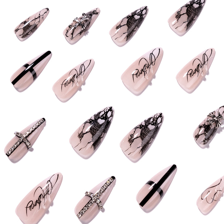 Artful stiletto nails with elegant embellishments Kalsten