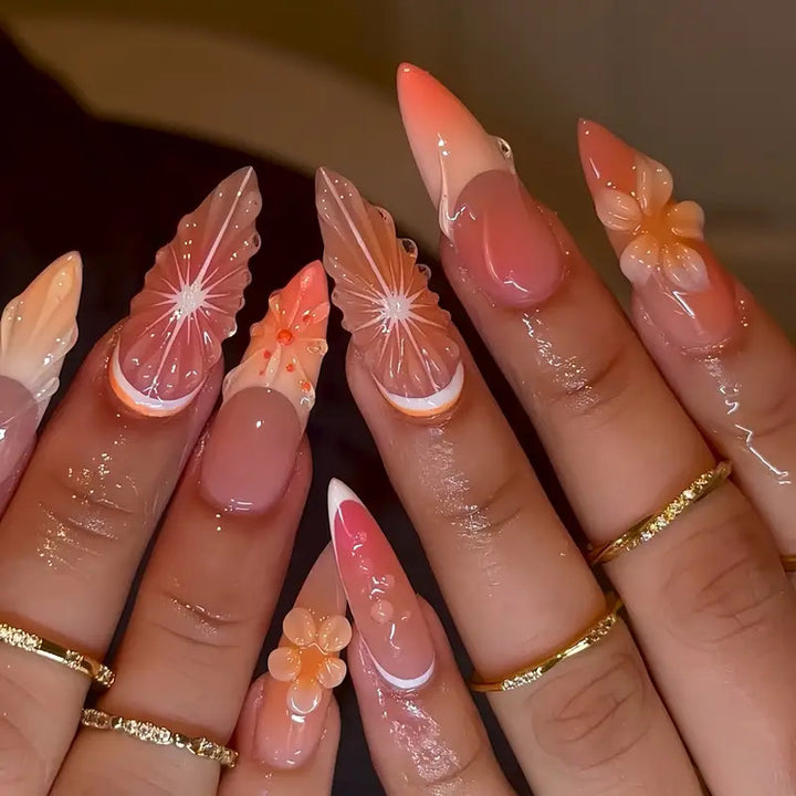 Artistic 3D Floral Press-On Nail Art Kalsten