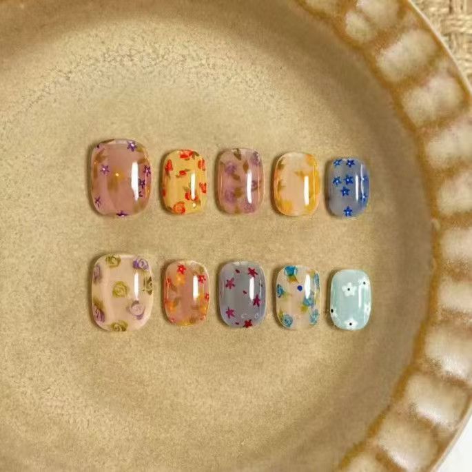 Artistic Coffee-Inspired Press-On Nail Art Set Kalsten