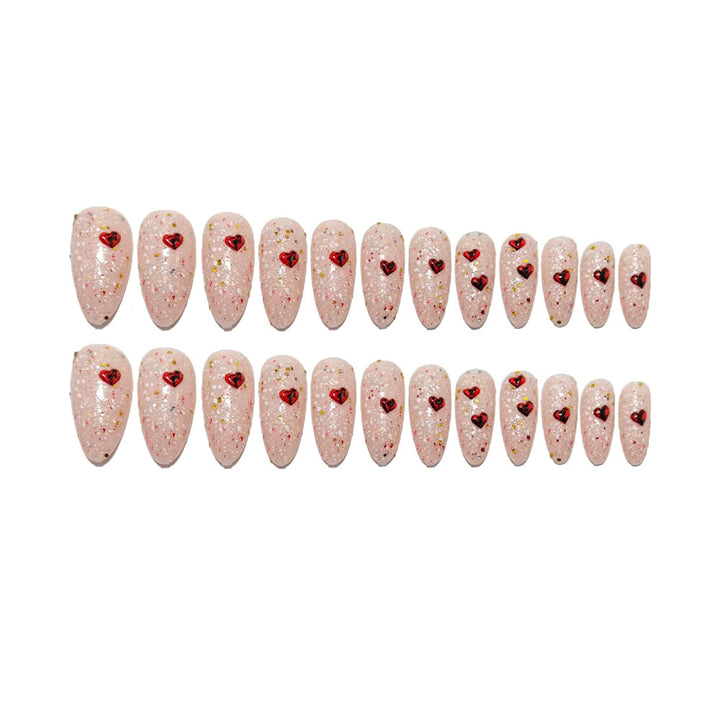 Glittering artificial nails with heart-shaped accents Kalsten