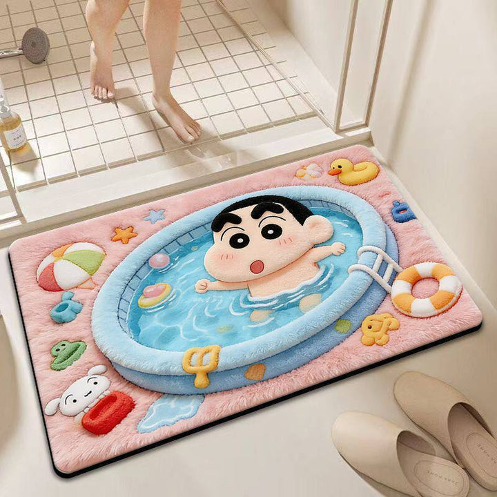 Playful cartoon-themed bath mat