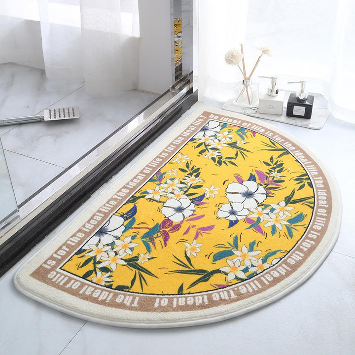 Flower Print Half Moon Bath Mat