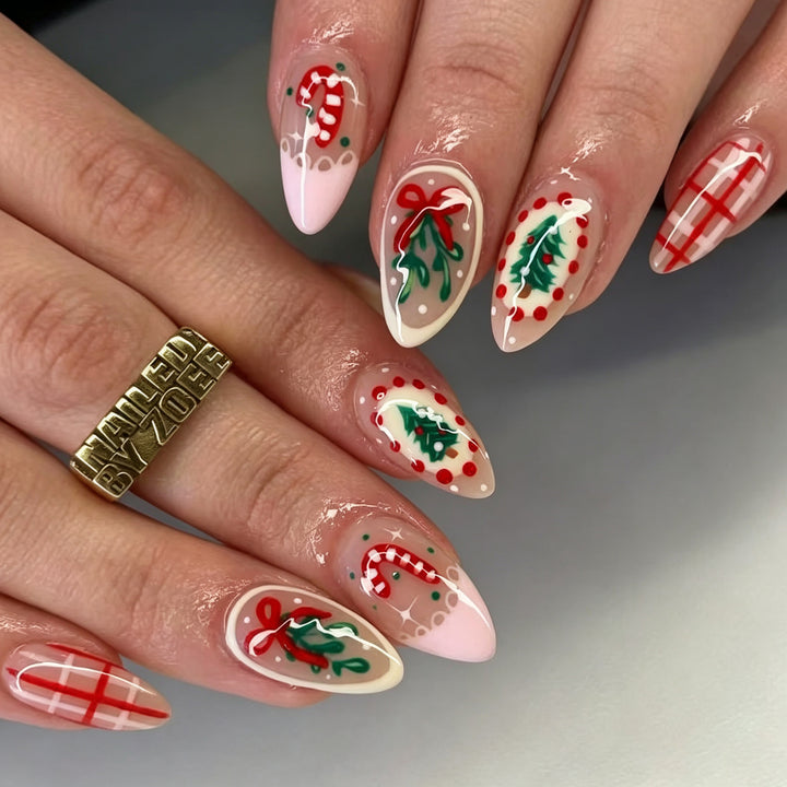Festive Holiday-Themed Press-On Nail Art Set 1790738838