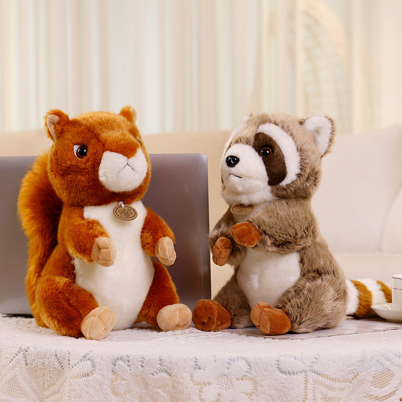 Plush Sitting Raccoon Collectible Soft Toy with Huggable Body and Embroidered Details Kalsten
