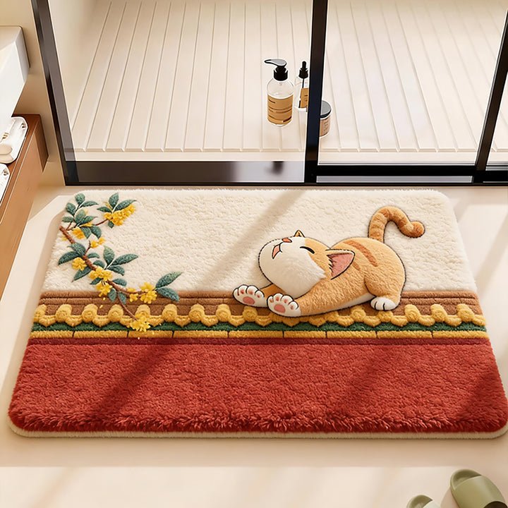 Decorative Cat-Themed Bath Mat