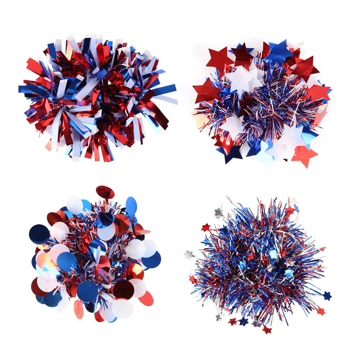 Unisex nan patriotic tinsel pom pom wristband bracelet with star confetti Kalsten