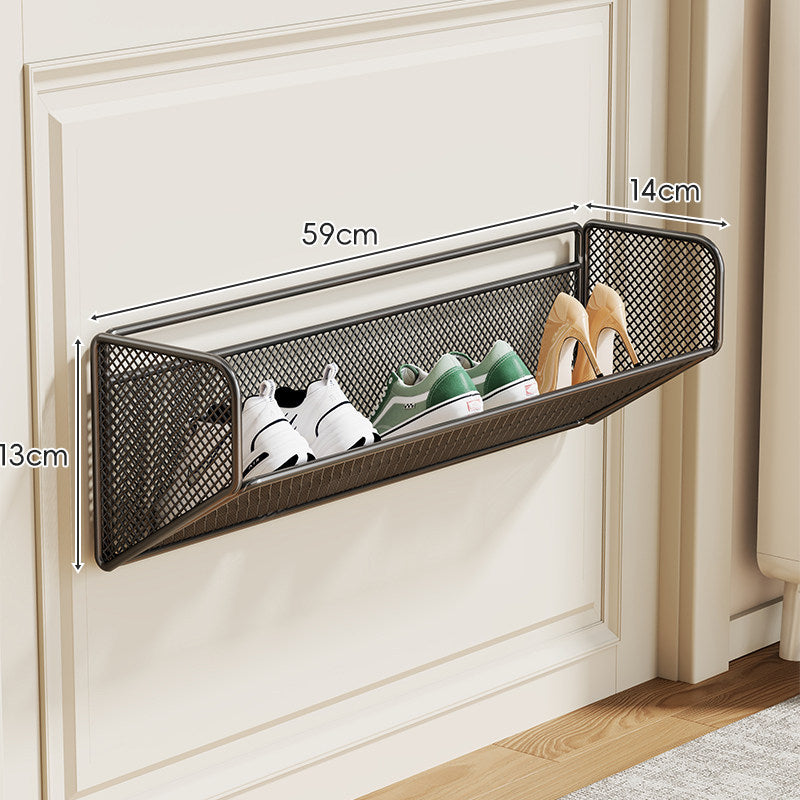 Wall-Mounted Slim Drop-Down Mesh Shoe Shelf Rack