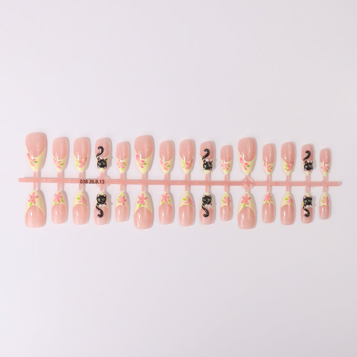 Artistic Cat-Themed Press-On Nail Tips Kalsten