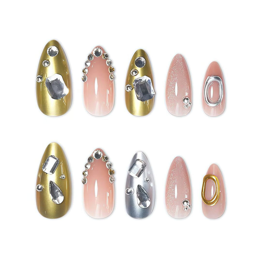 Elegant Rhinestone-Embellished Nail Art Extensions Kalsten