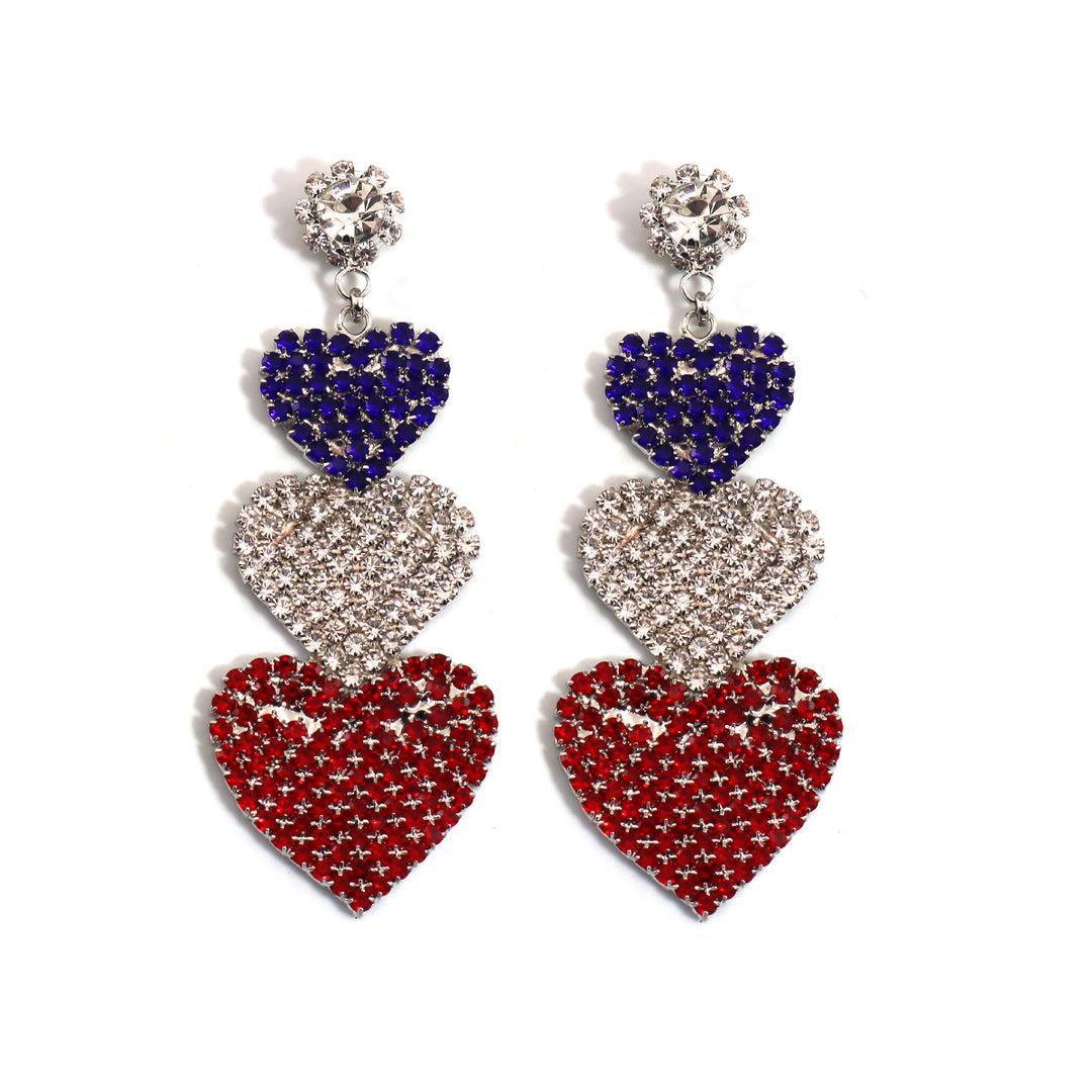 Ladies long sparkling crystal tassel earrings with geometric stud closure Kalsten
