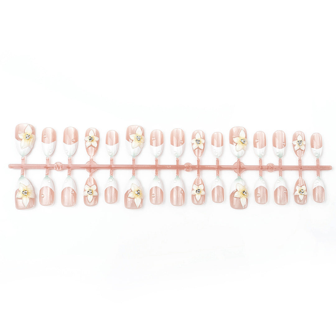 Premium Decorative Press-On Nail Set with Floral Accents Kalsten