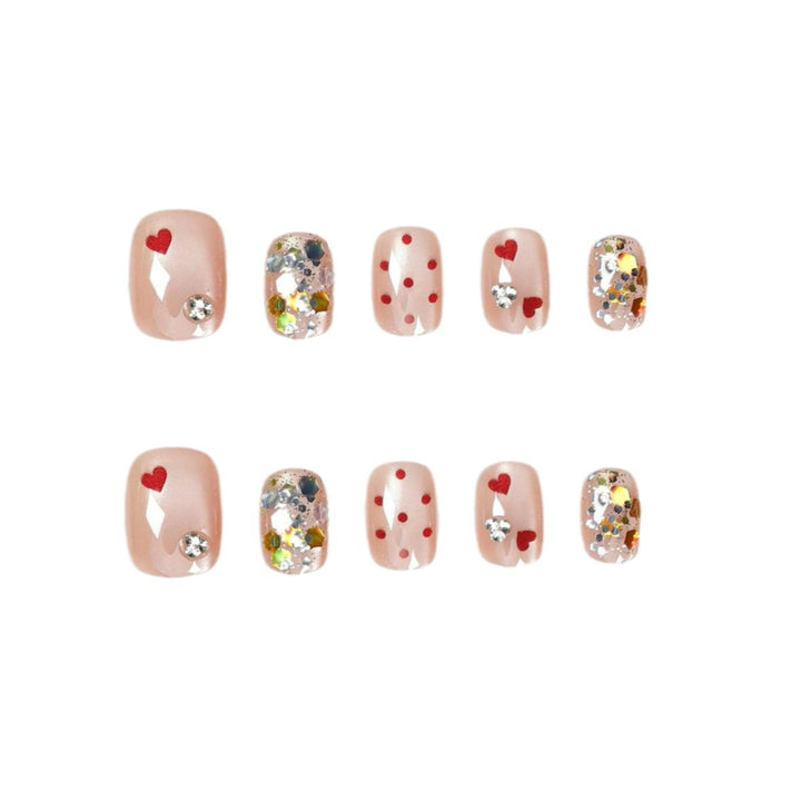 Artistic Heart-Themed Press-On Nail Set Kalsten