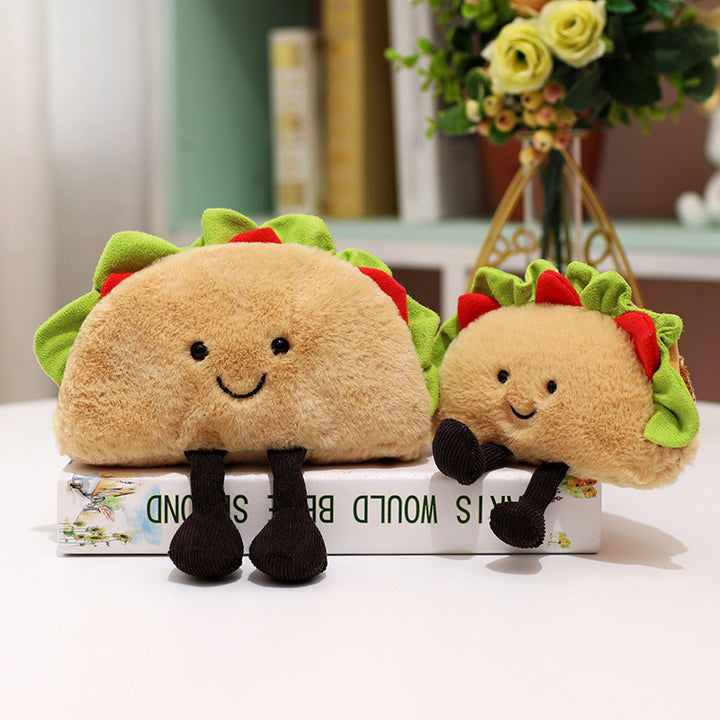 Plush Taco Character Sitting Toy with Dangling Corduroy Legs Kalsten