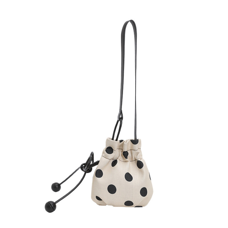 Polka Dot Drawstring Bucket Bag