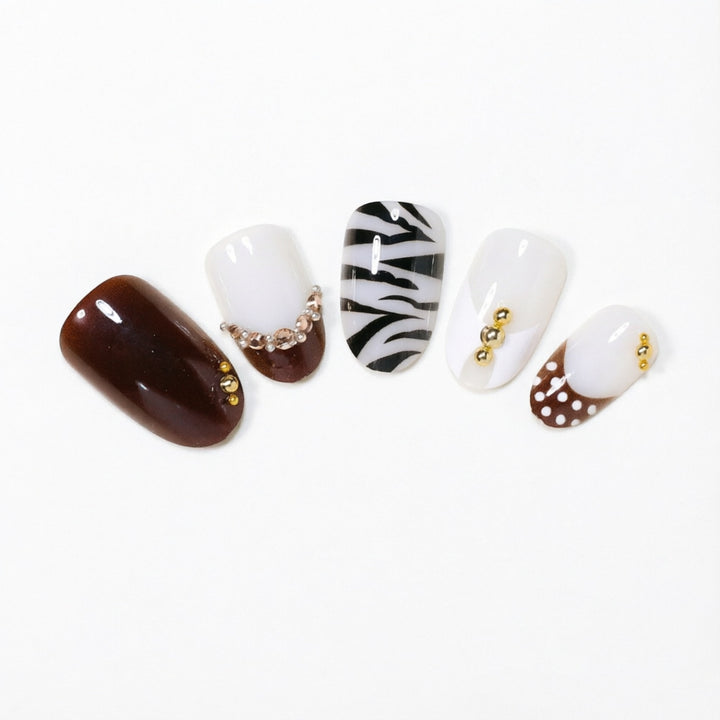 Artistic Nail Design Set with Gem Accents Kalsten