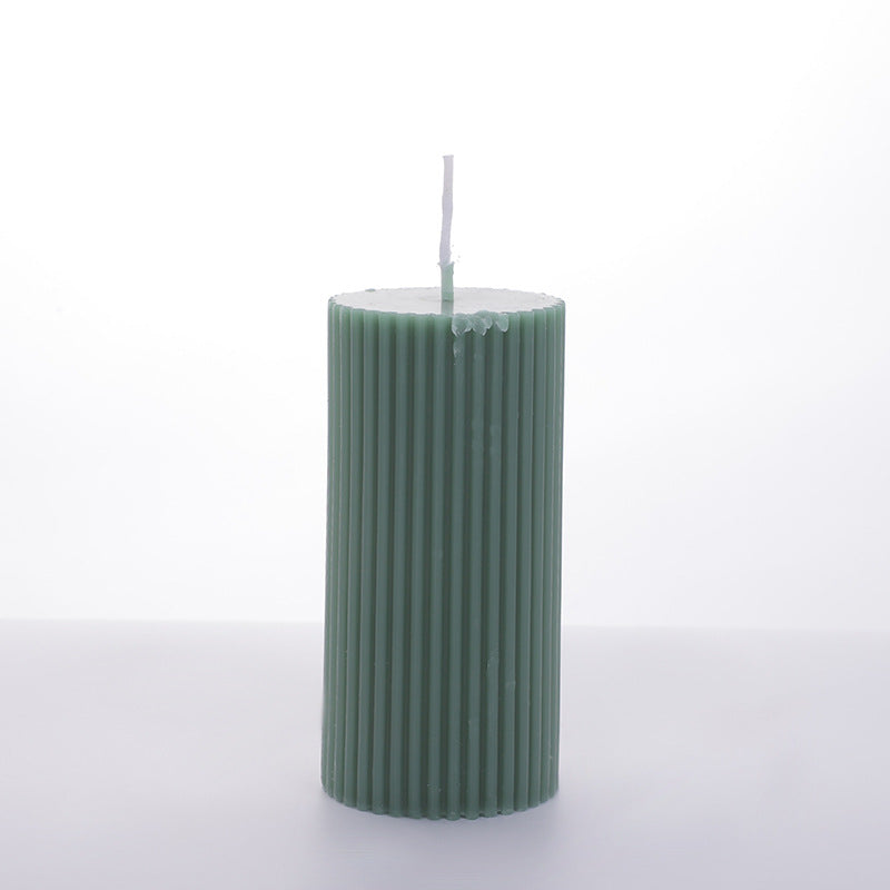 Ribbed Unscented Pillar Candle with Vertical Fluted Texture